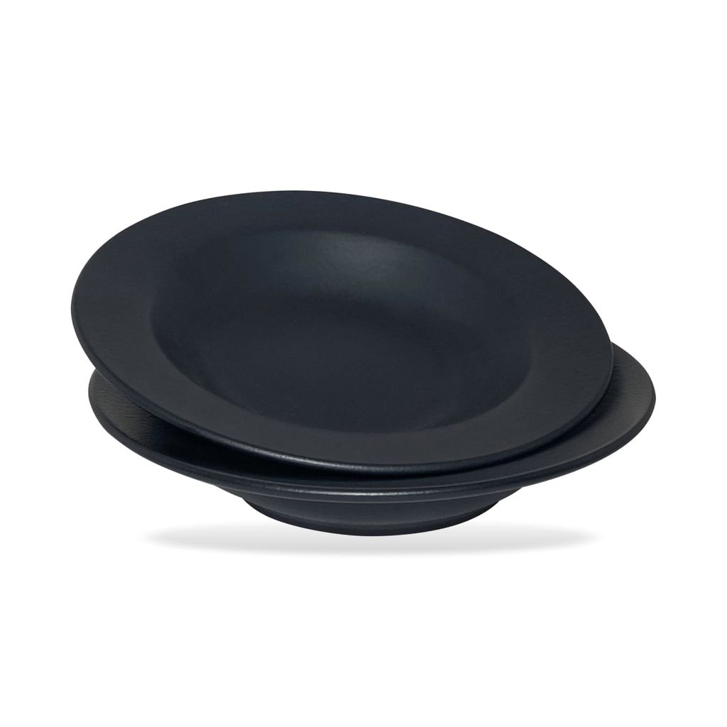 Ceramic Dining Chic Matte Black Ceramic Deep Plates Set of 2