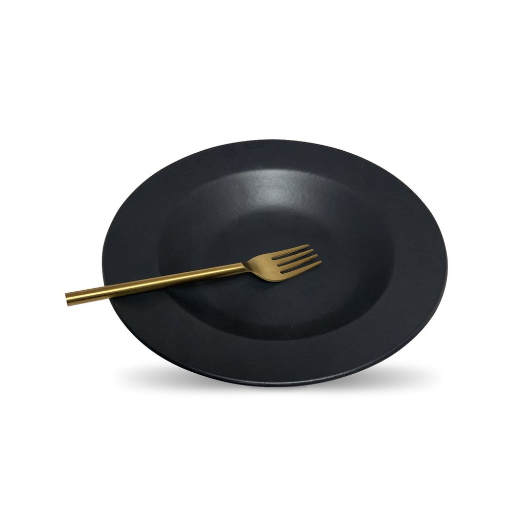 Ceramic Dining Chic Matte Black Ceramic Deep Plates Set of 2