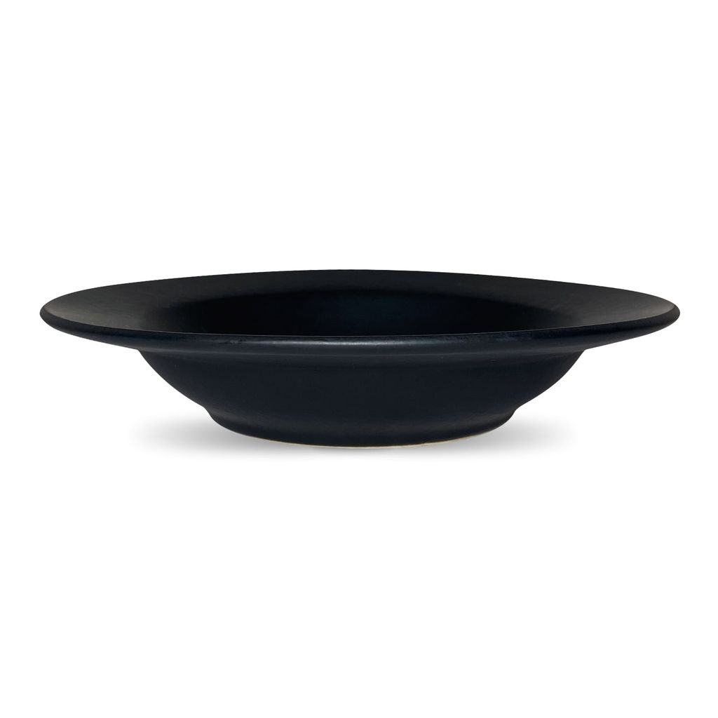 Ceramic Dining Chic Matte Black Ceramic Deep Plates Set of 2