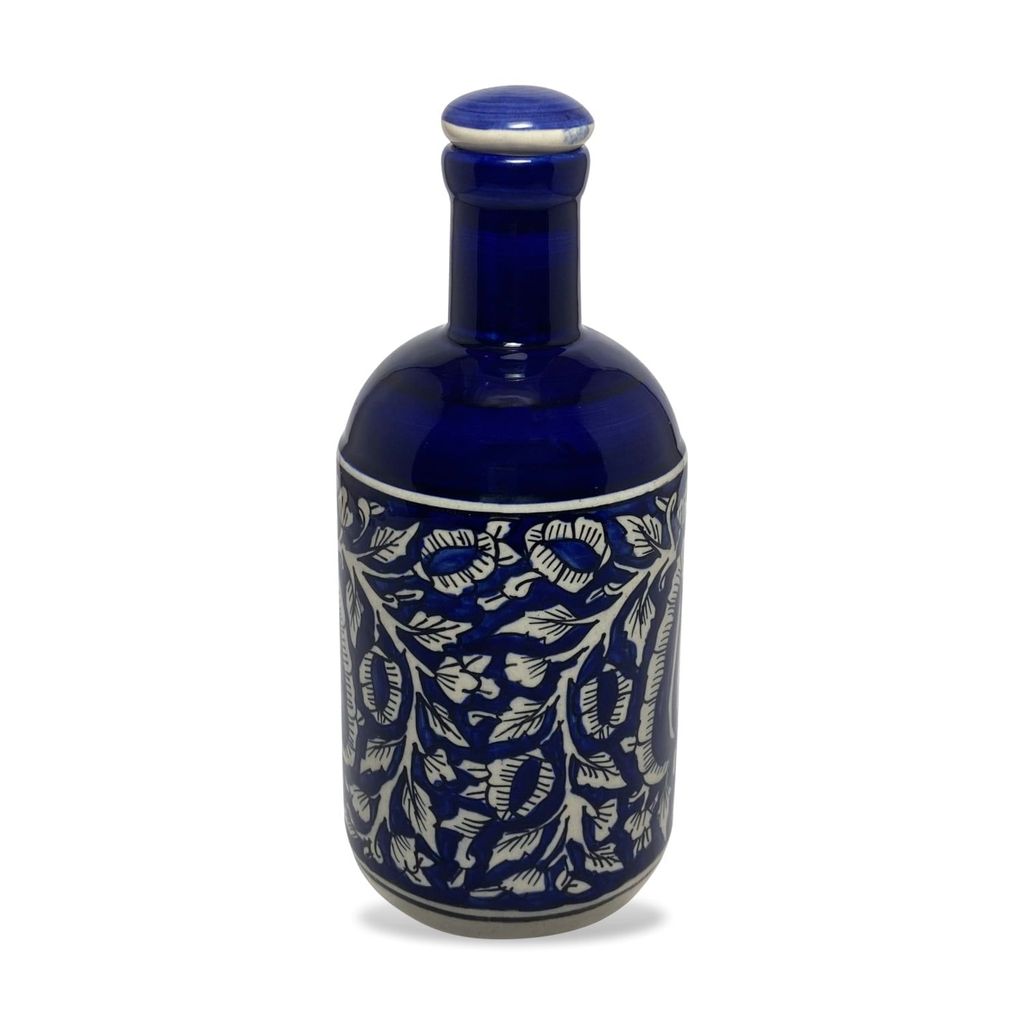 Ceramic Dining Blue Mughal Floral Pattern Hand-painted Ceramic 1000ml Oil Bottle