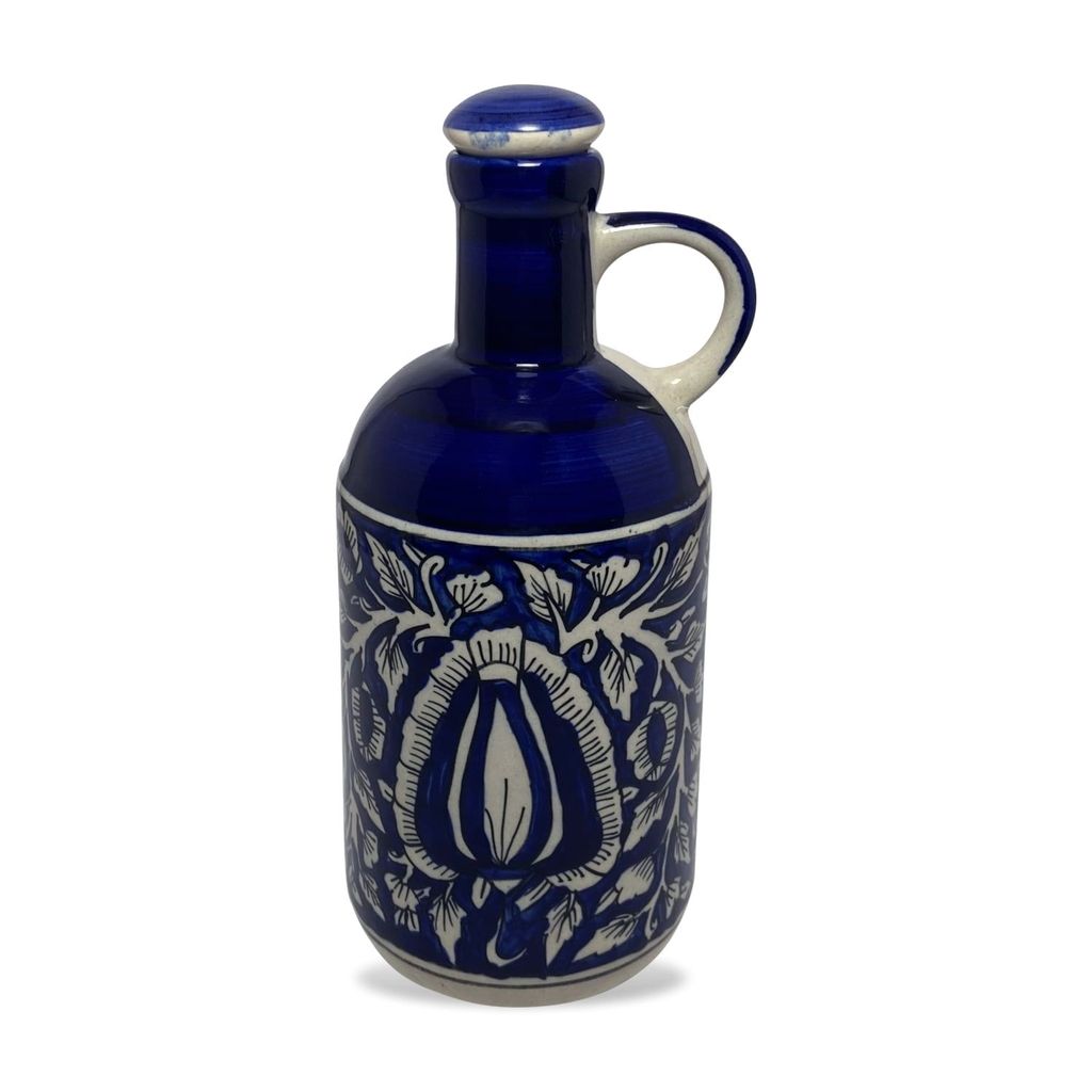 Ceramic Dining Blue Mughal Floral Pattern Hand-painted Ceramic 1000ml Oil Bottle