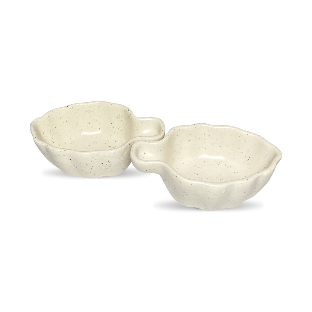 Ceramic Dining White Leaf Shaped Ceramic Dip Bowls Set of 2
