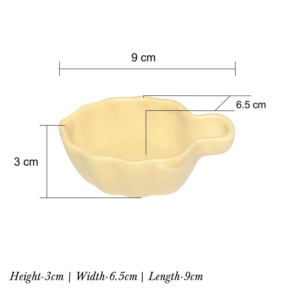 Ceramic Dining Yellow Leaf Shaped Ceramic Dip Bowls Set of 2