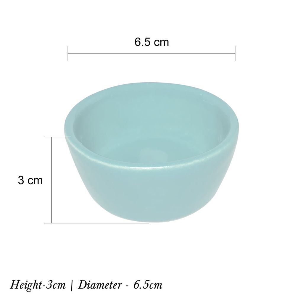 Ceramic Dining Eurasian Teal Green Ceramic Dip Bowls Set of 6 || Ketchup Bowls || Sauce Bowls || Chutney Bowls