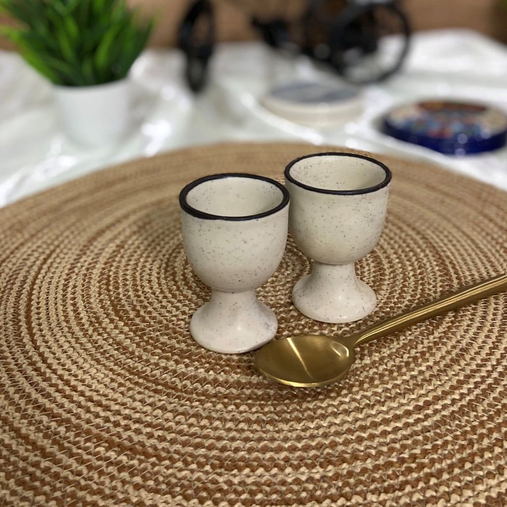 Ceramic Dining Matte White Egg Ceramic Cup Holders Set of 2