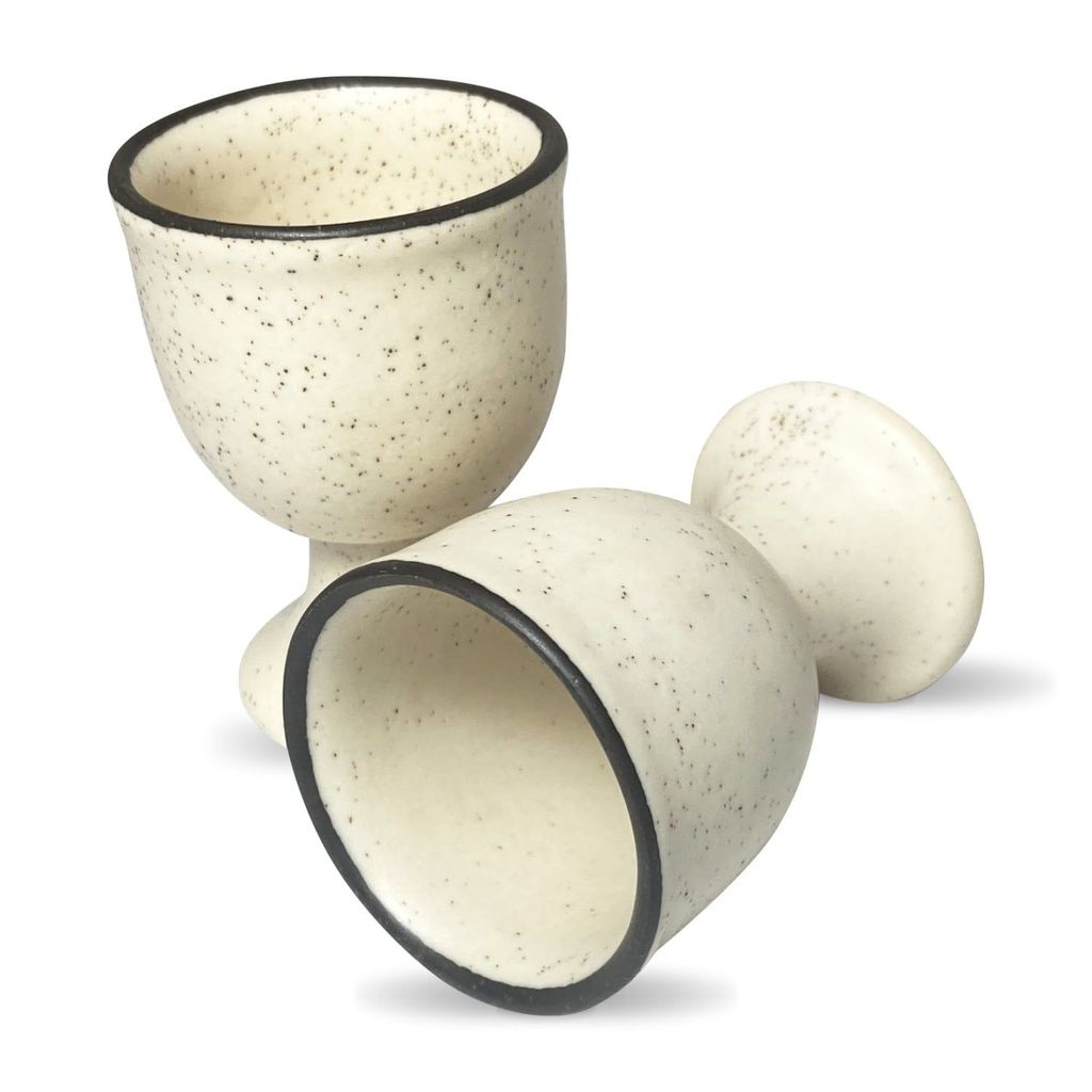 Ceramic Dining Matte White Egg Ceramic Cup Holders Set of 2
