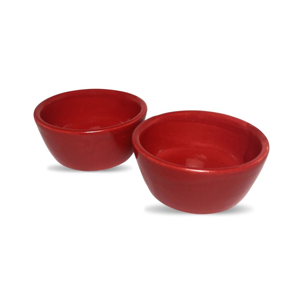 Ceramic Dining Glossy Red Ceramic Dip Bowls Set of 2
