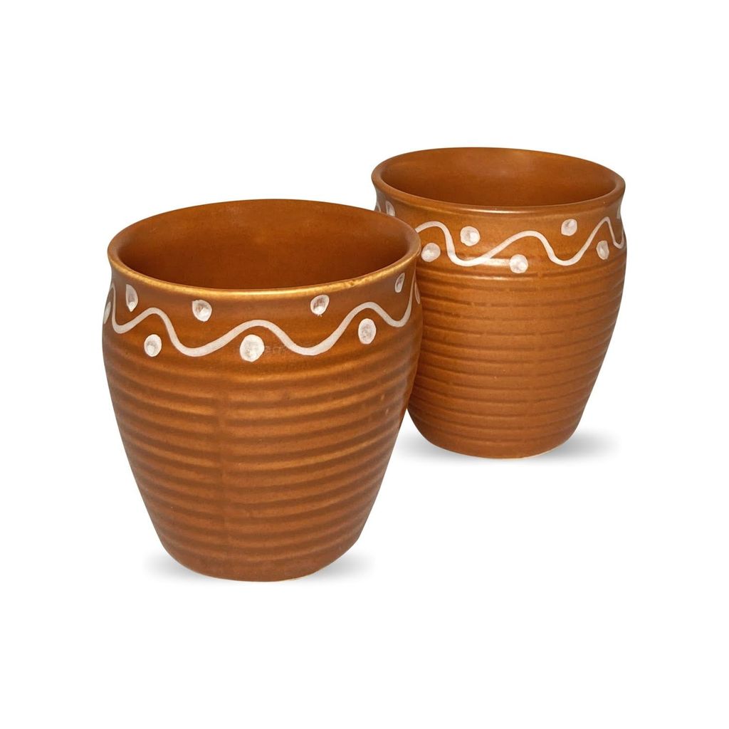 Ceramic Dining Terracotta Earthy Orange Kullads Set of 6