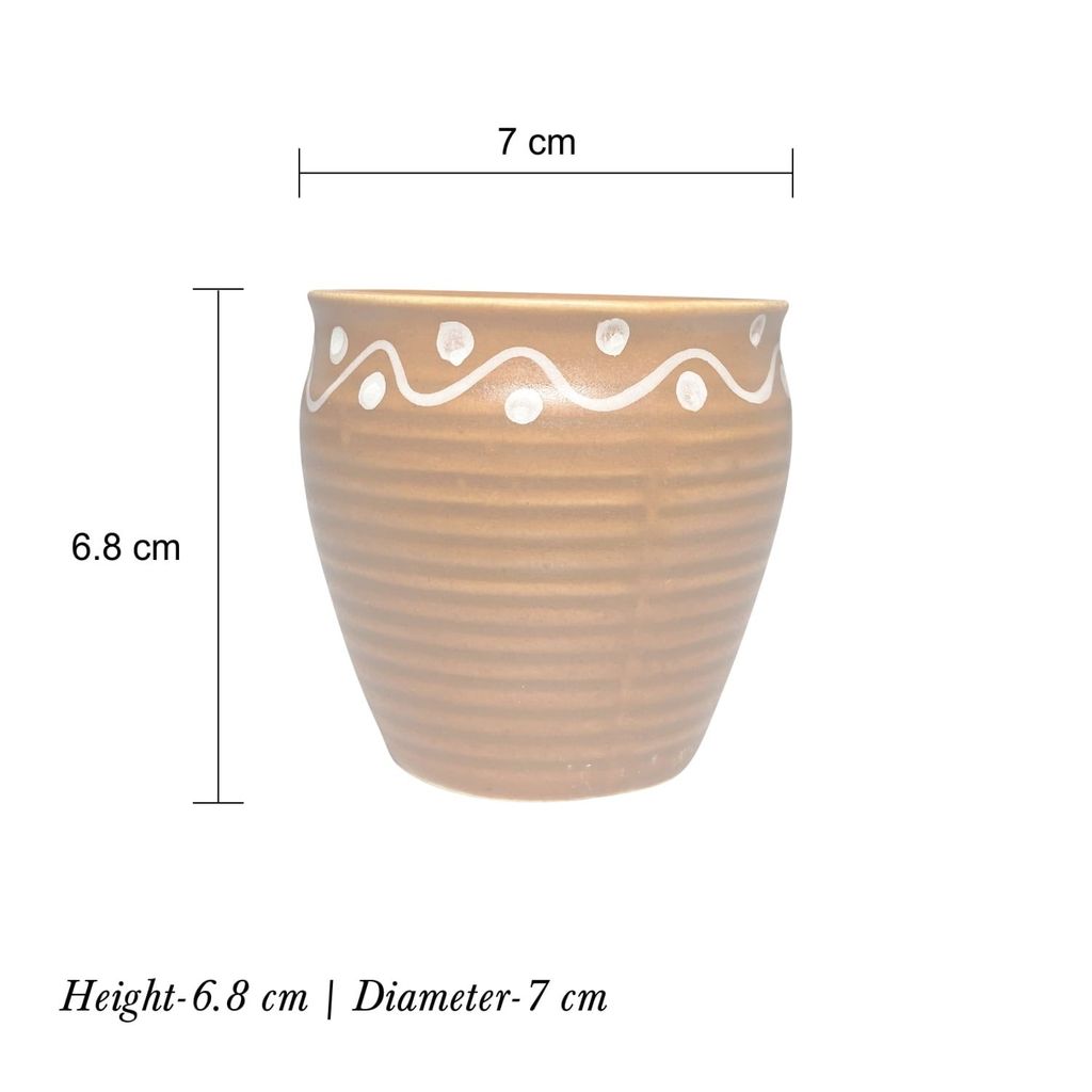 Ceramic Dining Terracotta Earthy Orange Kullads Set of 6