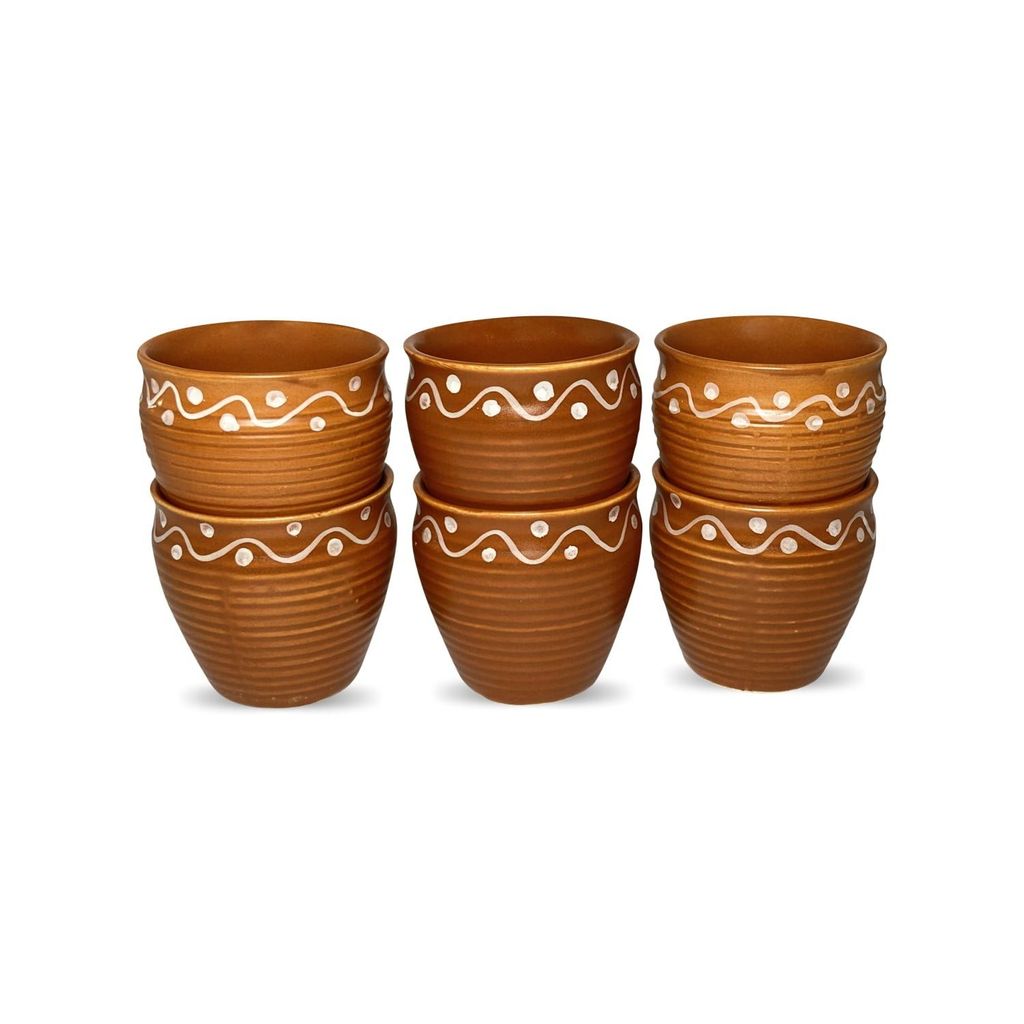 Ceramic Dining Terracotta Earthy Orange Kullads Set of 6