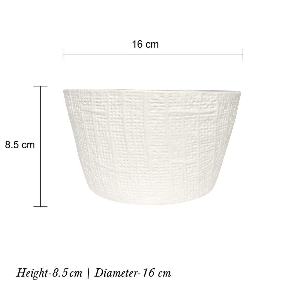 Ceramic Dining Basket Pattern White And Grey Ceramic Serving Bowl