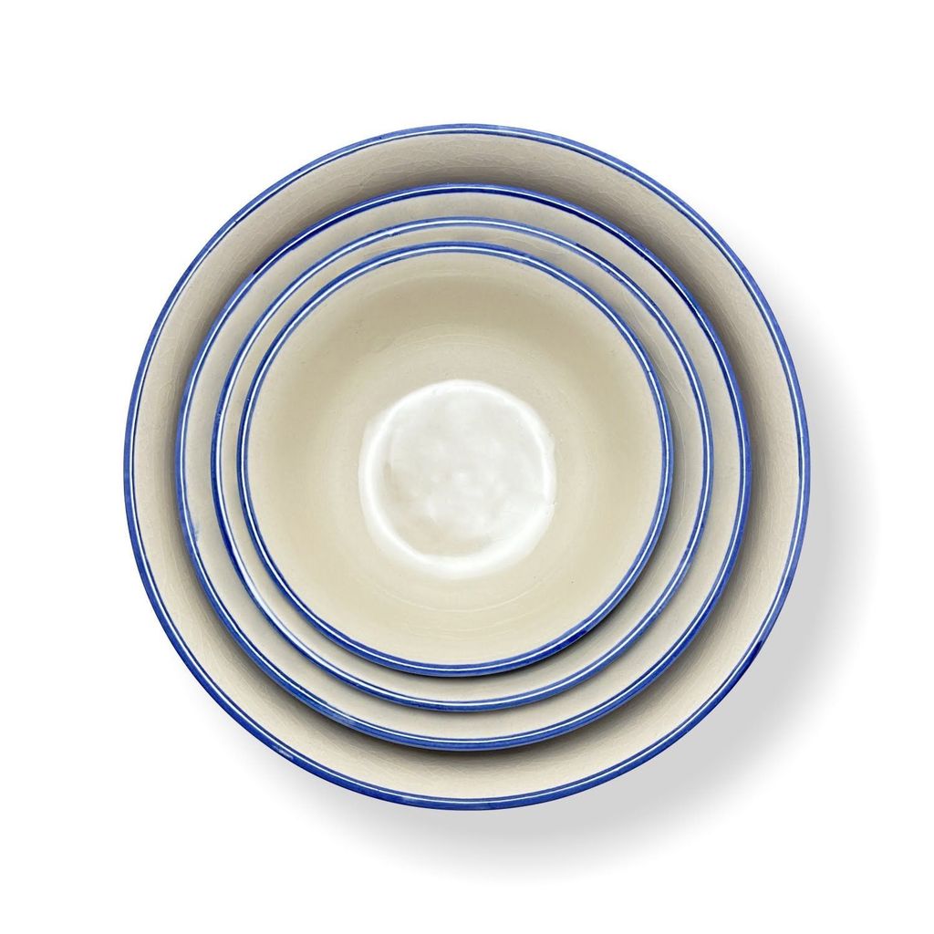 Ceramic Dining Royal Blue Floral Hand-painted Ceramic Serving Bowls Set of 4