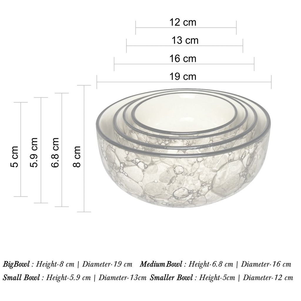 Ceramic Dining Black Bubbles Hand-painted Ceramic Serving Bowls Set of 4