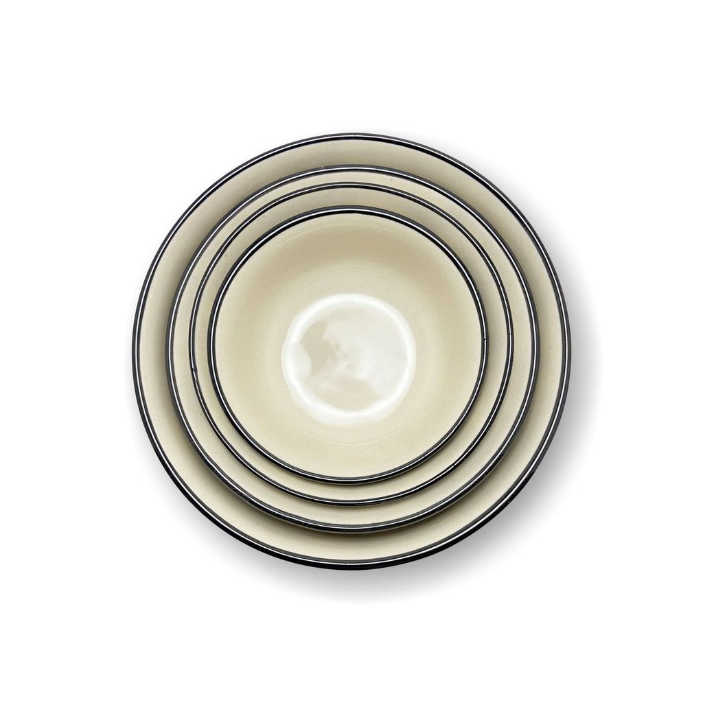 Ceramic Dining Black Bubbles Hand-painted Ceramic Serving Bowls Set of 4