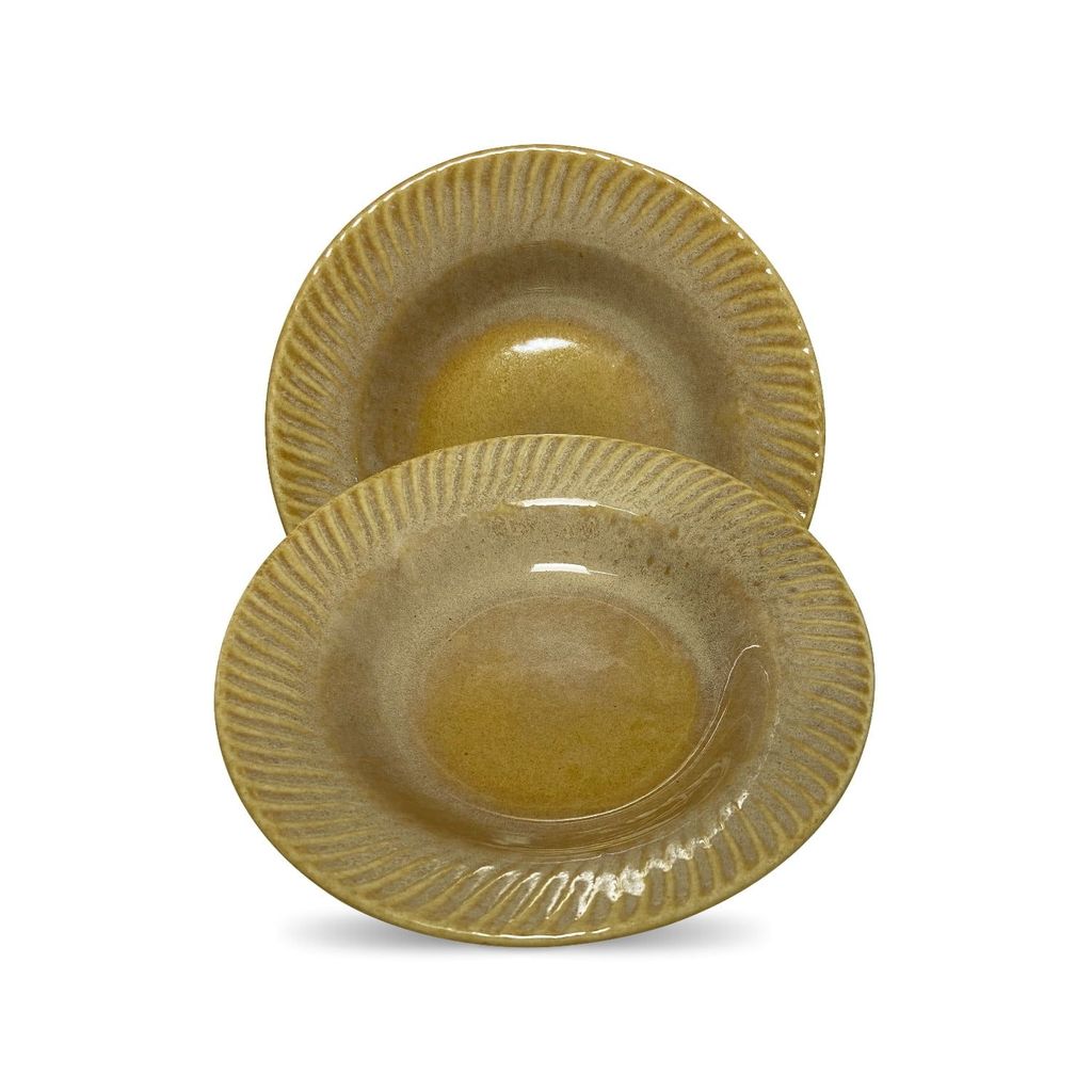 Ceramic Dining Mustard Ceramic Deep Pasta Plates Set of 2