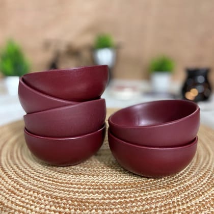 Ceramic Dining Matte Maroon Ceramic Bowls Katoris Set of 6 Ceramic Dining Matte Maroon Ceramic Bowls Katoris Set of 6
