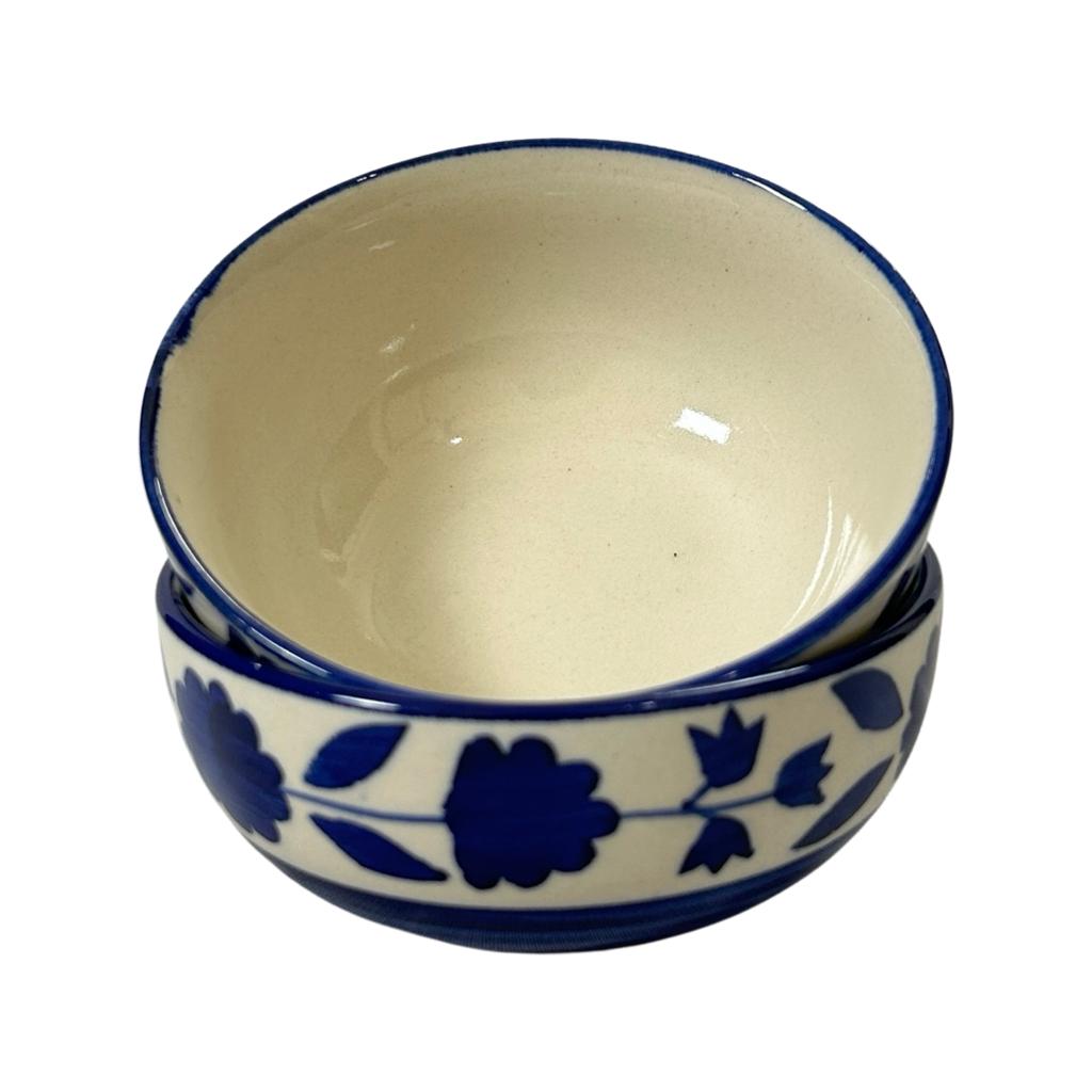 Ceramic Dining Royal Blue Floral Pattern Ceramic Bowls/ Katoris Set of 6