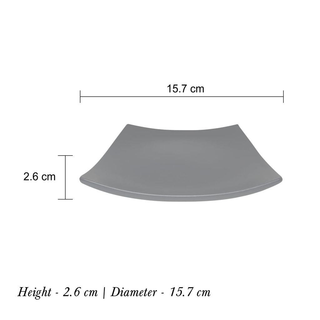 Ceramic Dining Studio Collection- Chic Matte Black Square Ceramic Quarter Plates- Set of 4