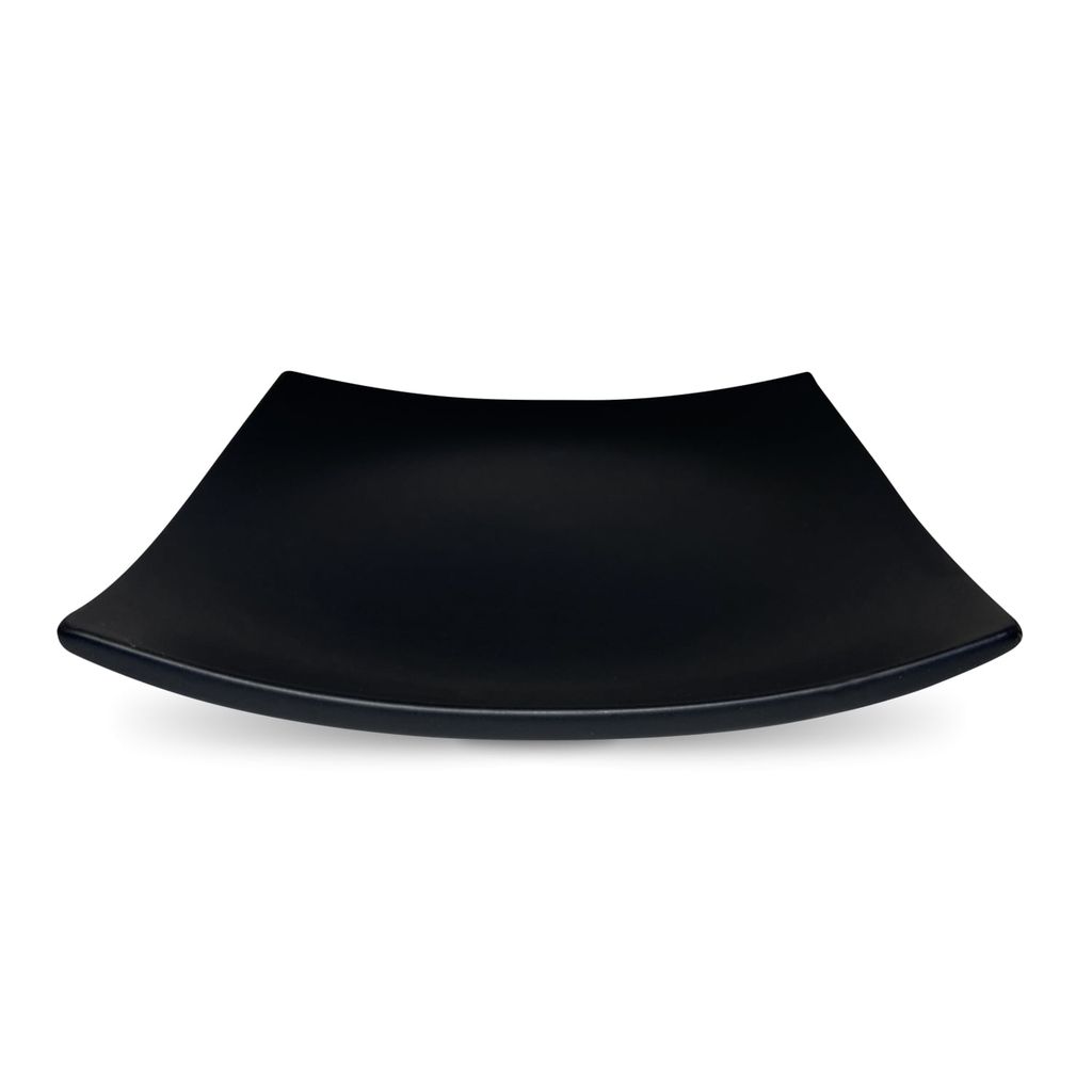 Ceramic Dining Studio Collection- Chic Matte Black Square Ceramic Quarter Plates- Set of 4
