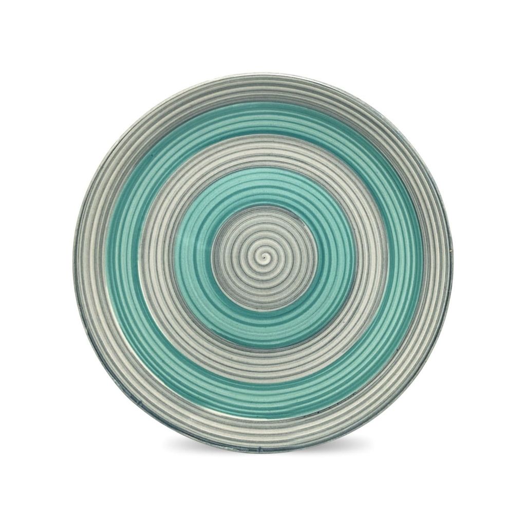 Ceramic Dining Green And Grey Hand-Painted Ceramic 7Inchs Quarter Plates- Set of 4
