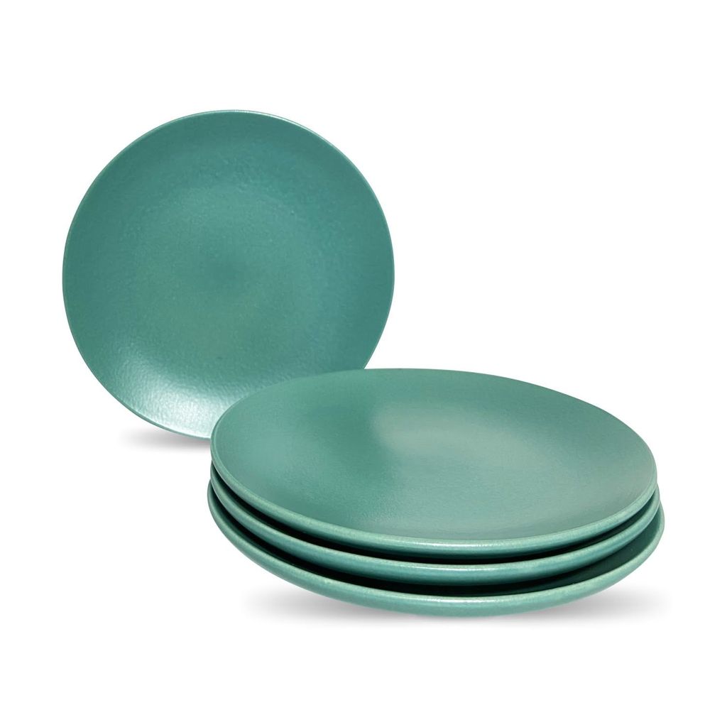 Ceramic Dining Matte Eurasian Teal Green Ceramic 7Inchs Quarter Plates- Set of 4