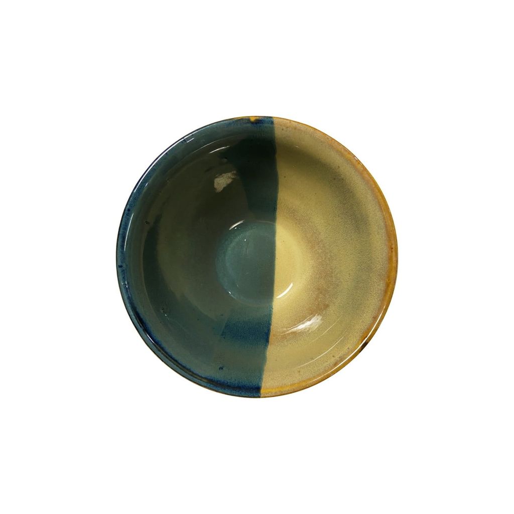 Ceramic Dining Studio Collection Half-Cut Blue & Brown Handglazed Designer Ceramic 1000ML Serving Bowl