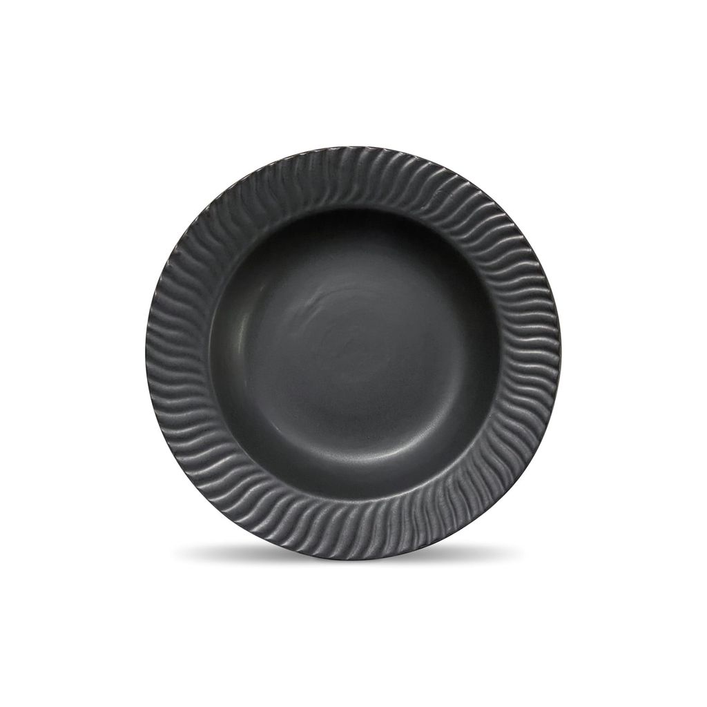 Ceramic Dining Matte Black Ceramic Deep Pasta Plate