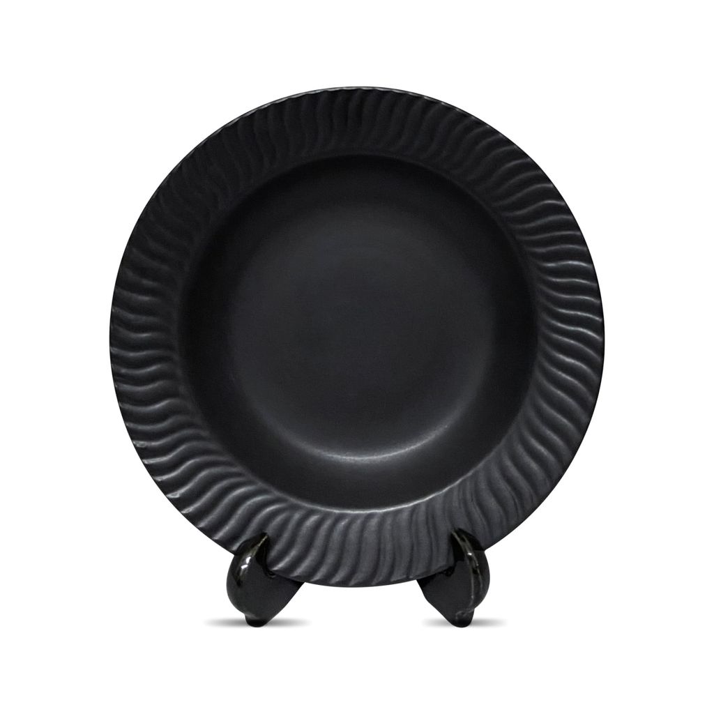 Ceramic Dining Matte Black Ceramic Deep Pasta Plate
