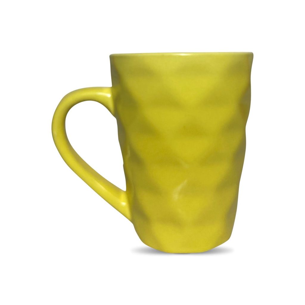 Ceramic Dining Ceramic Dining Matte Yellow Diamond Shaped Coffee Mugs Set of 2