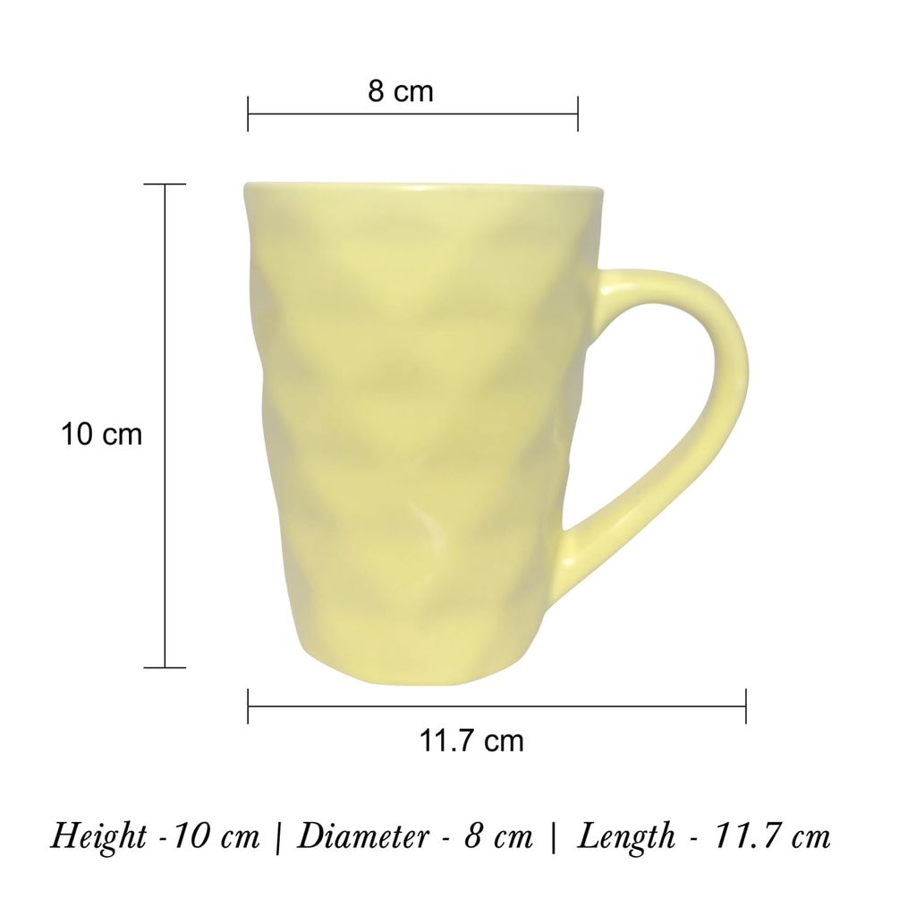 Ceramic Dining Ceramic Dining Matte Yellow Diamond Shaped Coffee Mugs Set of 2