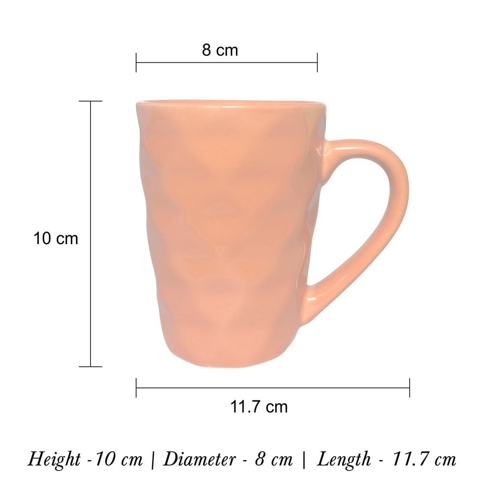 Ceramic Dining Matte Orange Diamond Shaped Coffee Mugs Set of 2