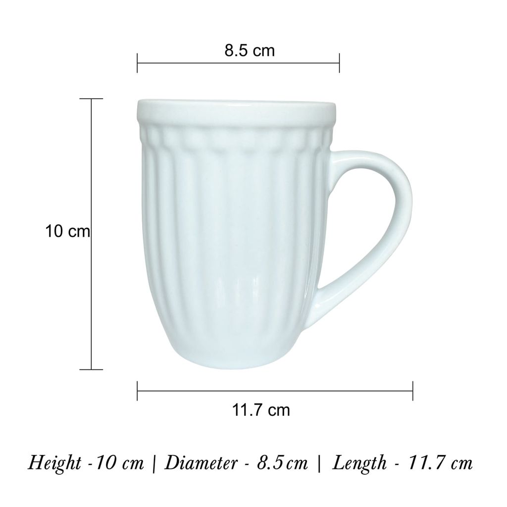 Ceramic Dining Matte Sky Blue Linear Coffee Mugs Set of 2