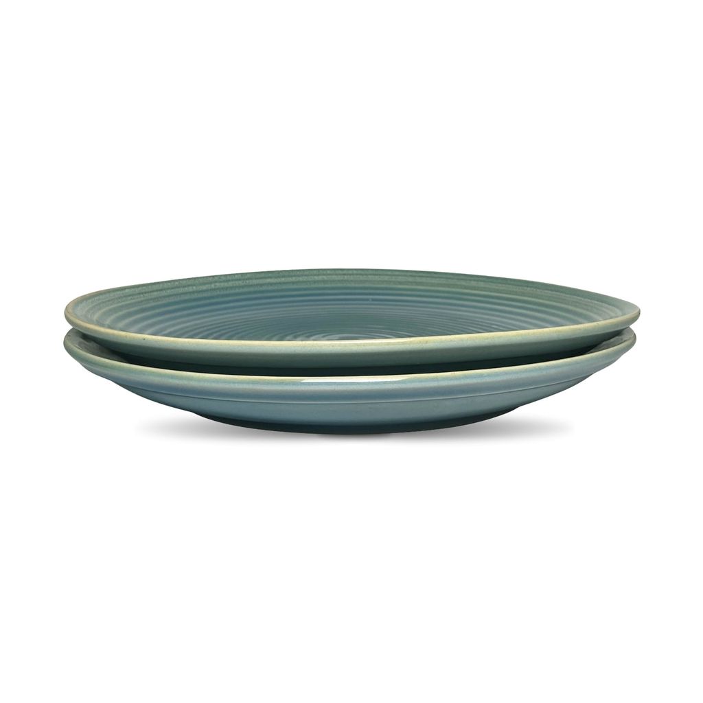 Ceramic Dining Studio Collection Sea Green Hand-Glazed Ceramic Dinner Plates Set of 2