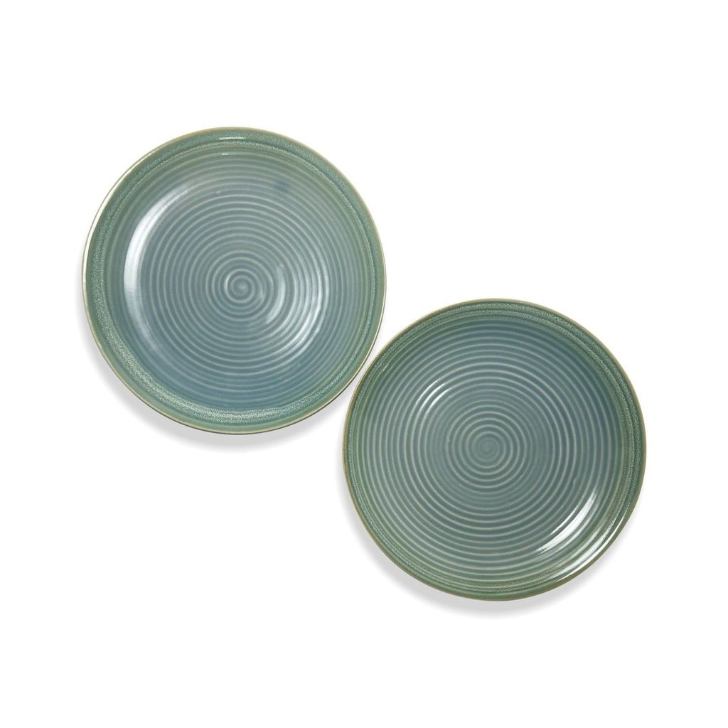 Ceramic Dining Studio Collection Sea Green Hand-Glazed Ceramic Dinner Plates Set of 2
