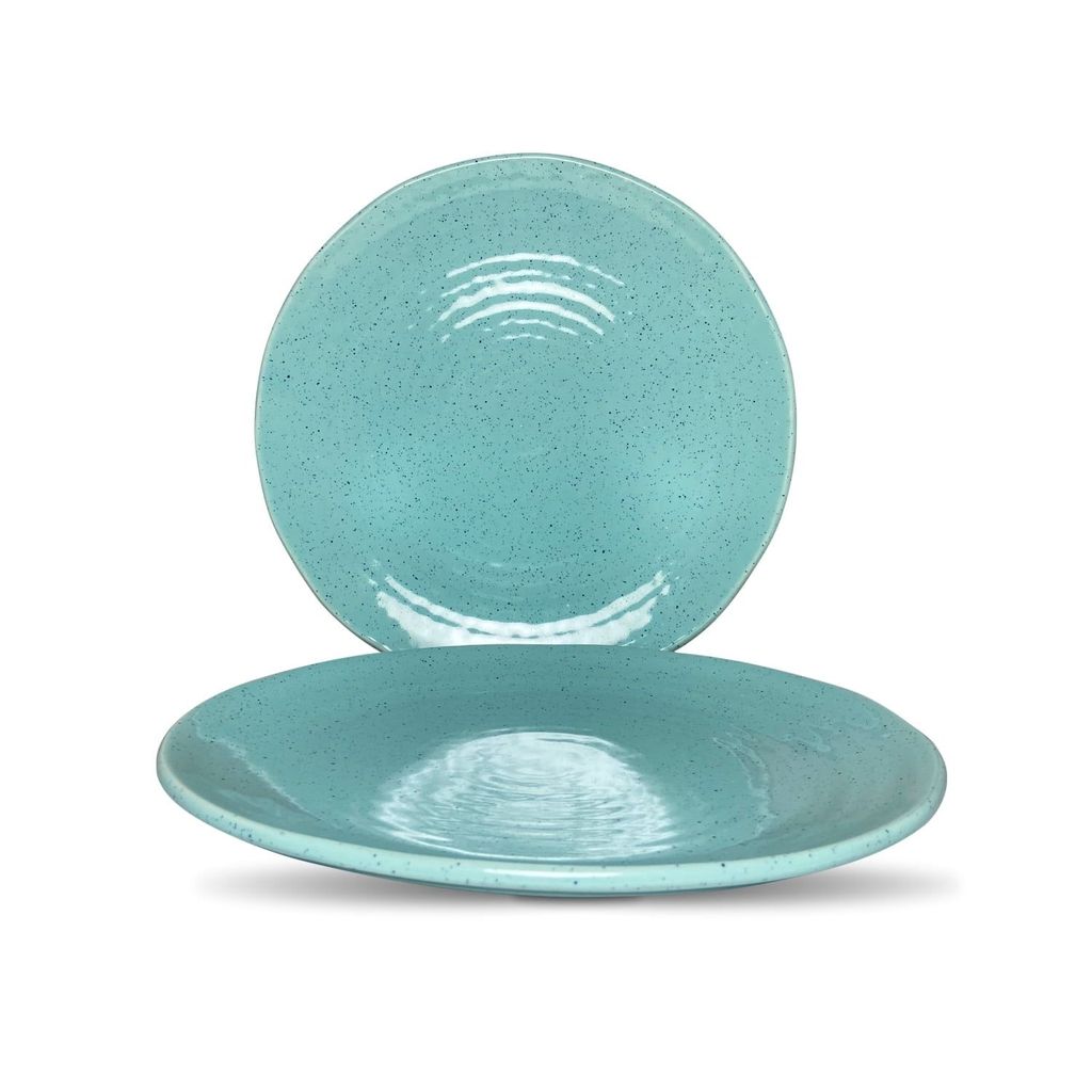Ceramic Dining Studio Collection Aqua Blue Sprinkle Ceramic 10 Inches Dinner Plate Set of 2