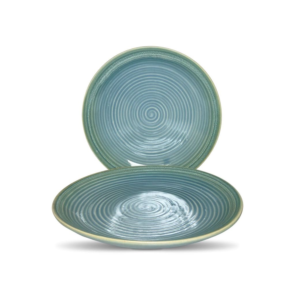 Ceramic Dining Studio Collection Sea Green Hand-Glazed Ceramic Dinner Plates Set of 2