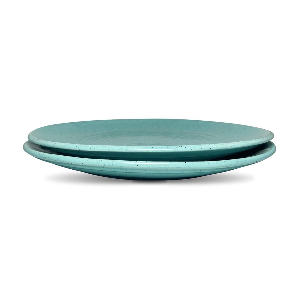 Ceramic Dining Studio Collection Aqua Blue Sprinkle Ceramic 10 Inches Dinner Plate Set of 2