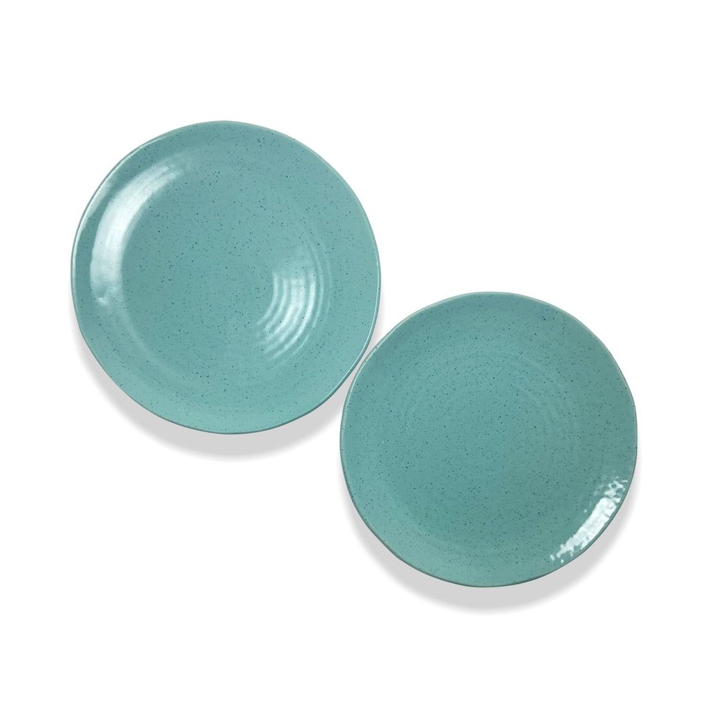Ceramic Dining Studio Collection Aqua Blue Sprinkle Ceramic 10 Inches Dinner Plate Set of 2
