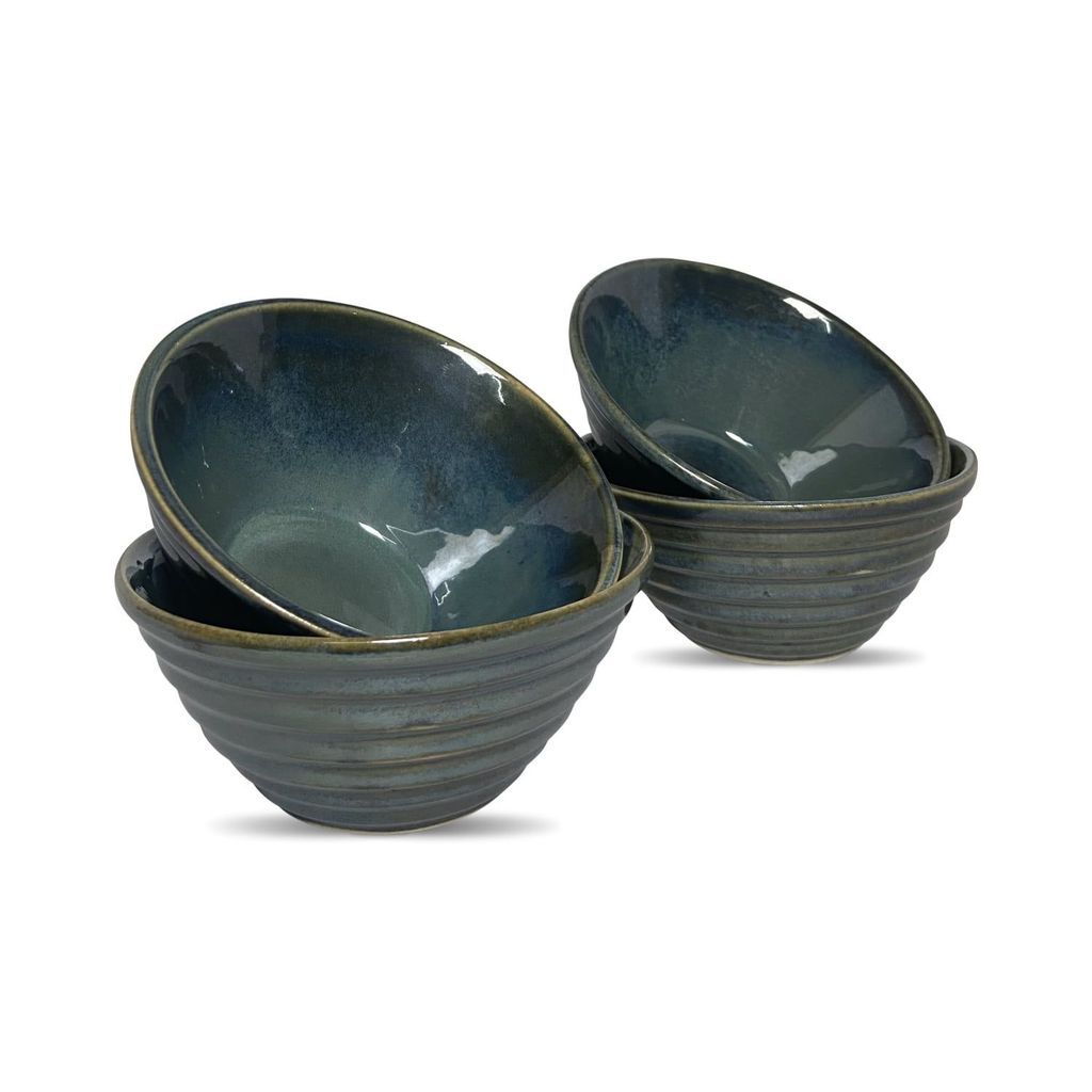 Ceramic Dining Emerald Green Designer Ceramic Dinner Bowls Set of 4