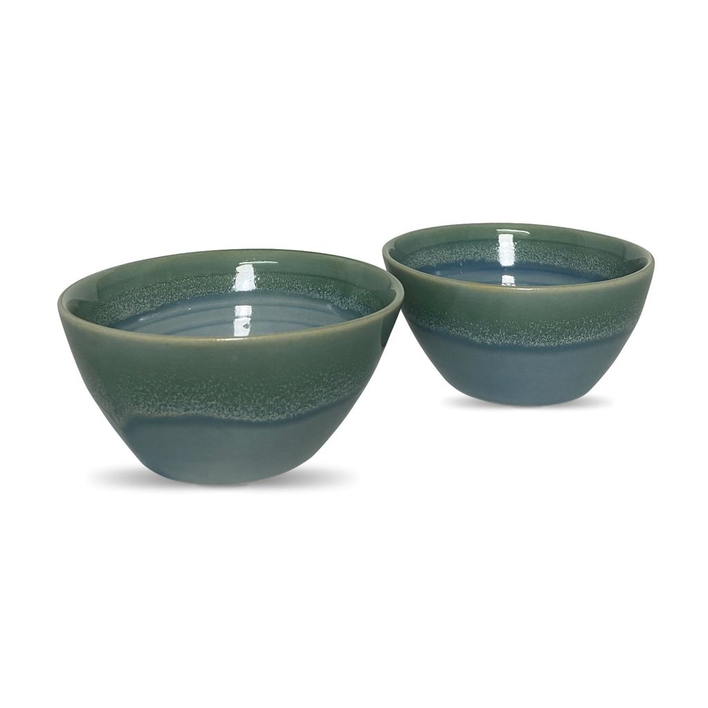 Ceramic Dining Sea Green Hand-Glazed Ceramic Dinner Bowls Set of 4