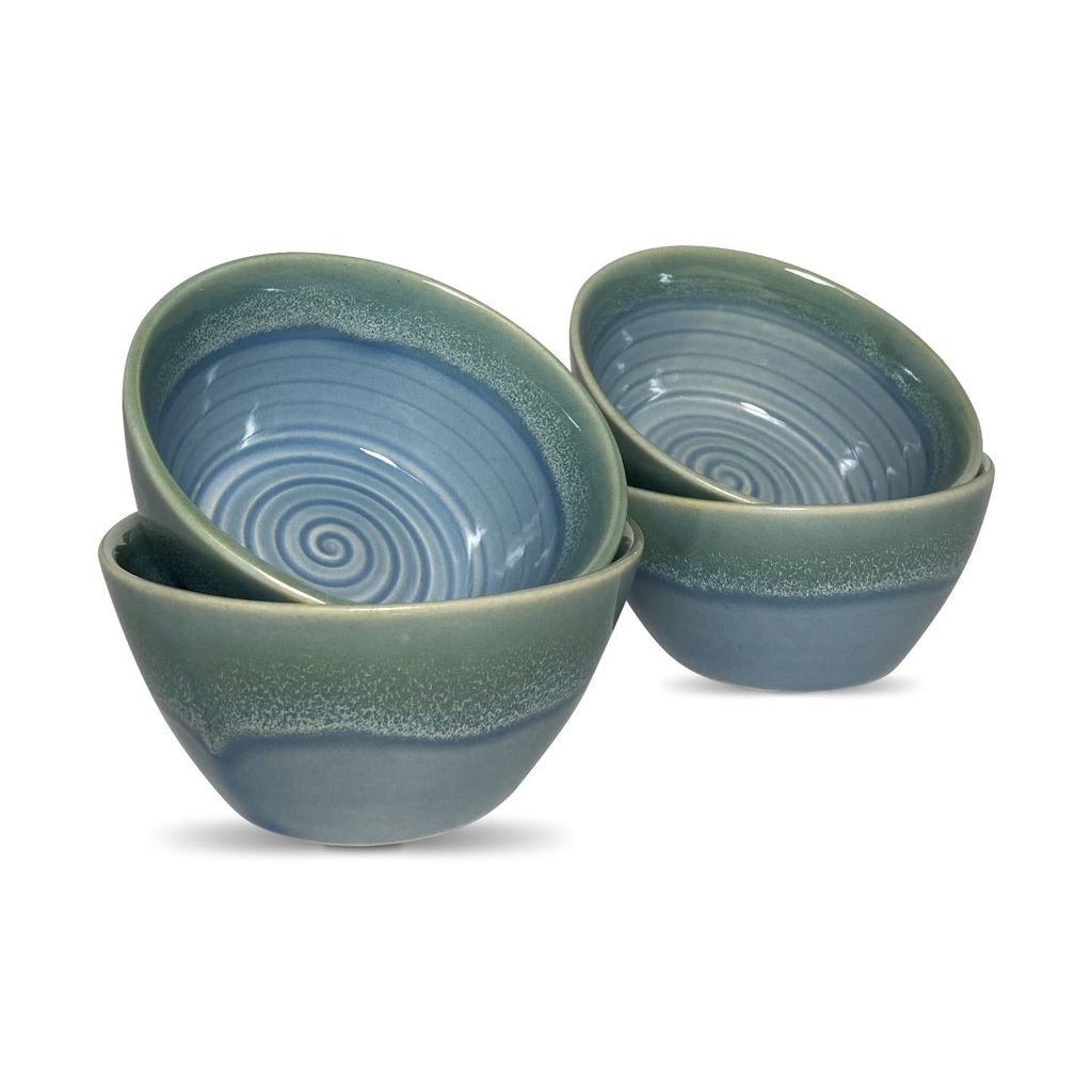 Ceramic Dining Sea Green Hand-Glazed Ceramic Dinner Bowls Set of 4