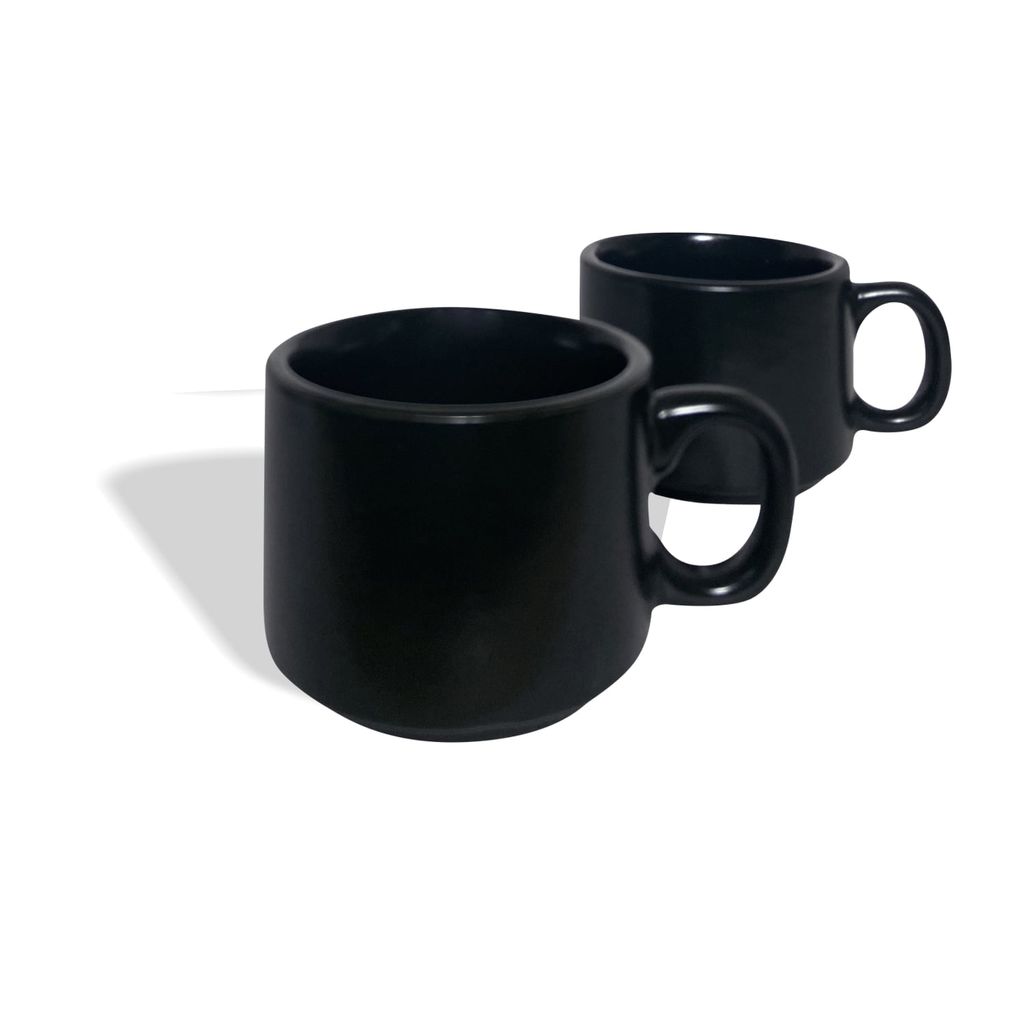 Ceramic Dining Matte Black Metallic Ceramic Tea Cups Set of 6