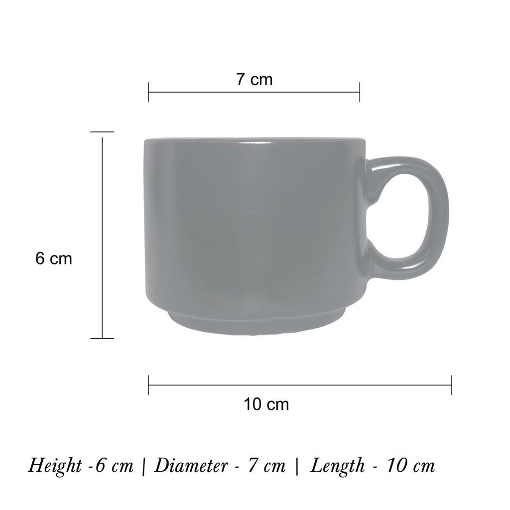 Ceramic Dining Matte Black Metallic Ceramic Tea Cups Set of 6