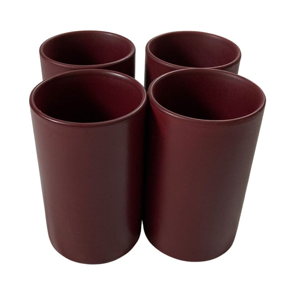 Ceramic Dining Chic Matte Maroon Ceramic Glasses Set of 4
