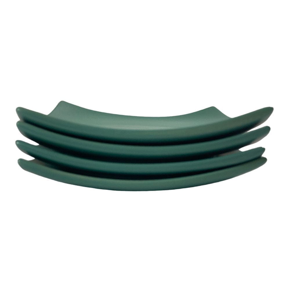 Ceramic Dining Matte Eurasian Teal Green Square Ceramic Quarter Plates- Set of 4