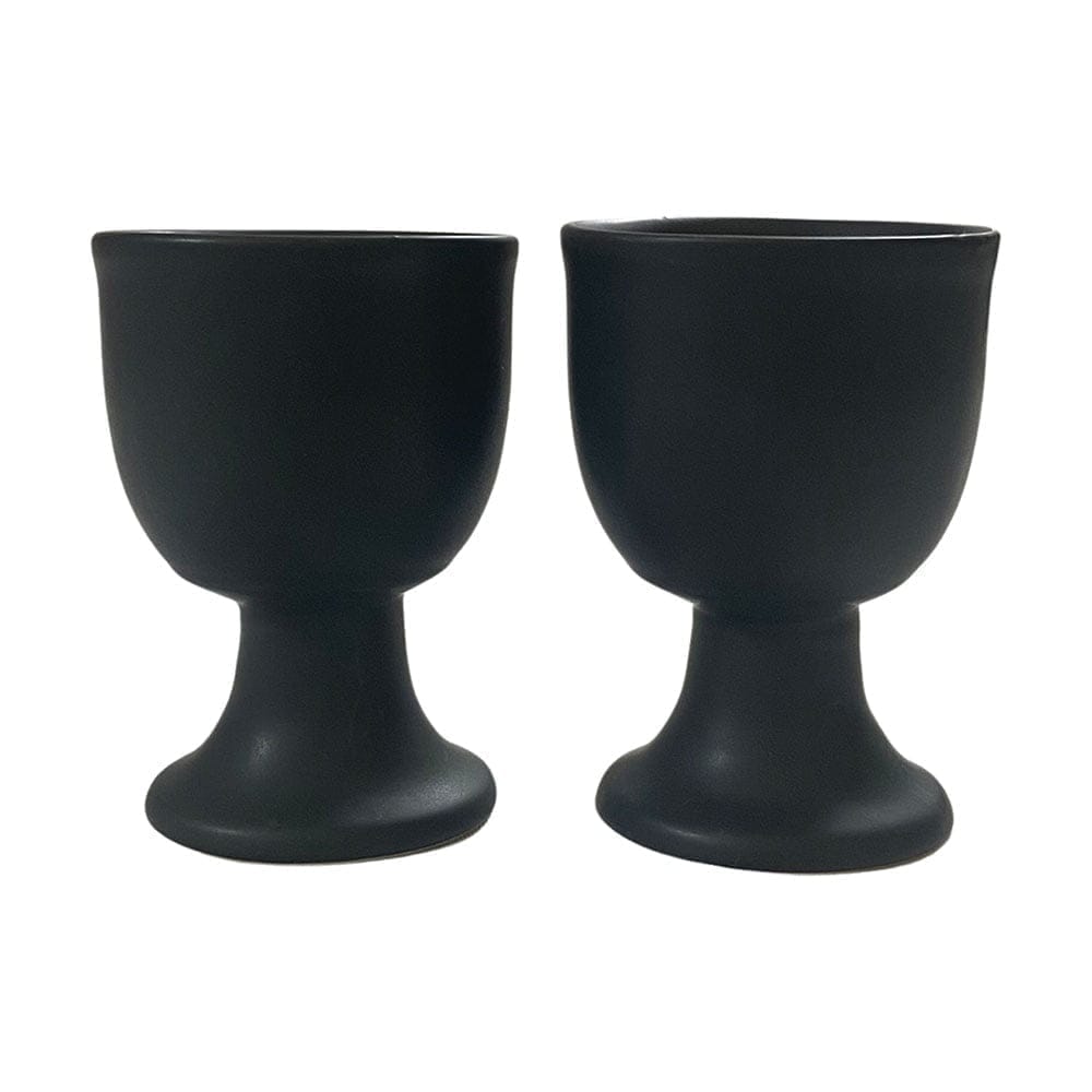 Ceramic Dining Matte Black Egg Ceramic Cup Holders Set of 2