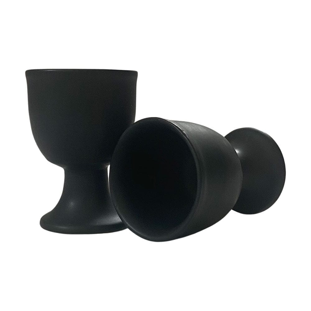 Ceramic Dining Matte Black Egg Ceramic Cup Holders Set of 2