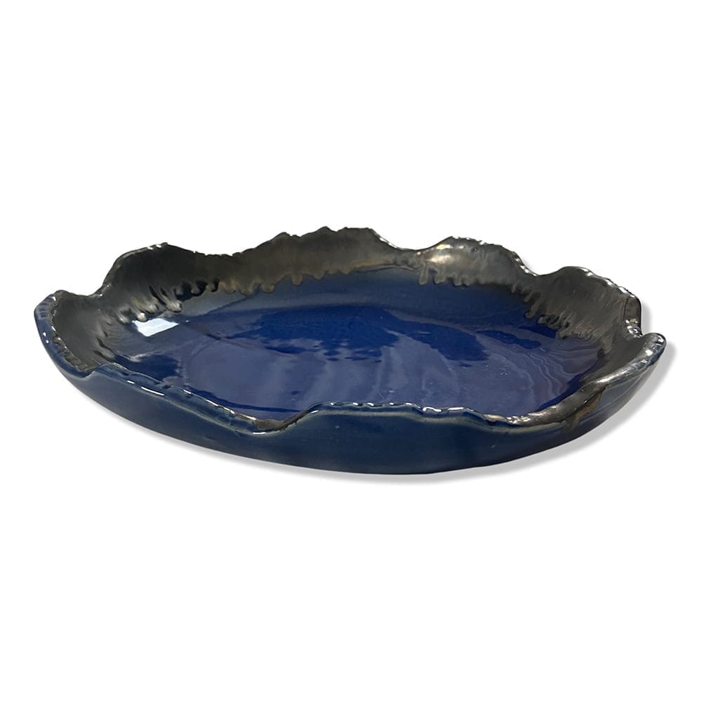 Ceramic Dining Royal Blue Uneven Glazed Ceramic Serving Platter
