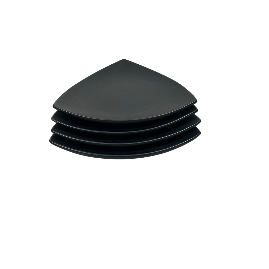 Ceramic Dining Matte Black Triangle Ceramic Quarter Plates- Set of 4