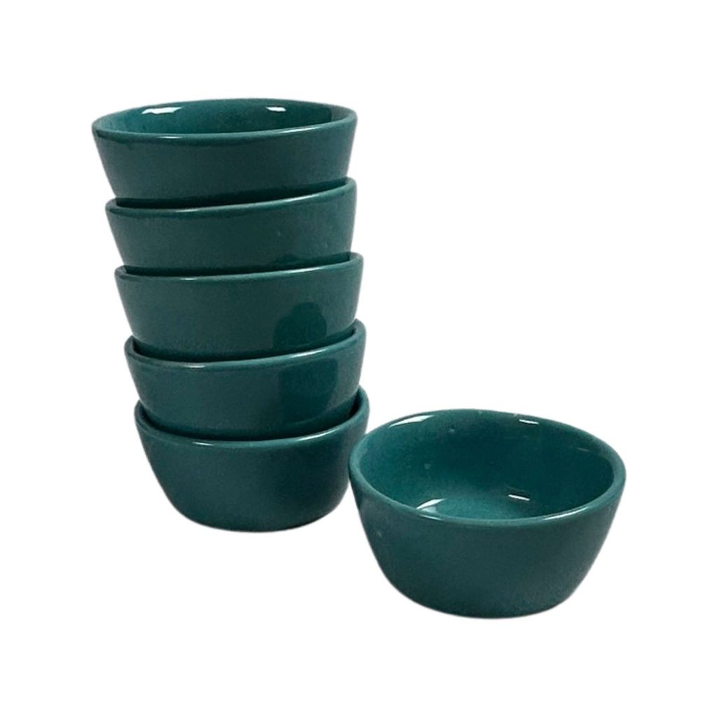 Ceramic Dining Eurasian Teal Green Ceramic Dip Bowls Set of 6 || Ketchup Bowls || Sauce Bowls || Chutney Bowls